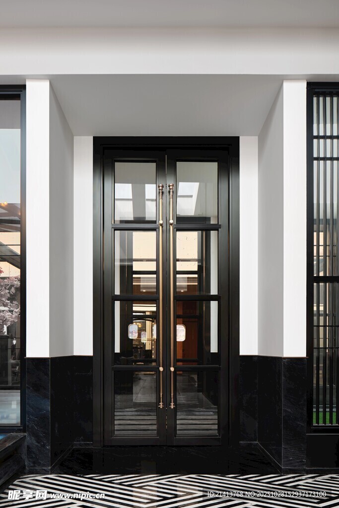现代简约风格双开玻璃门