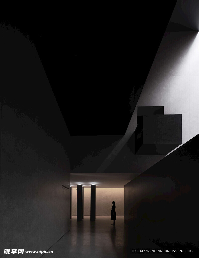 黑暗空间中的神秘人影