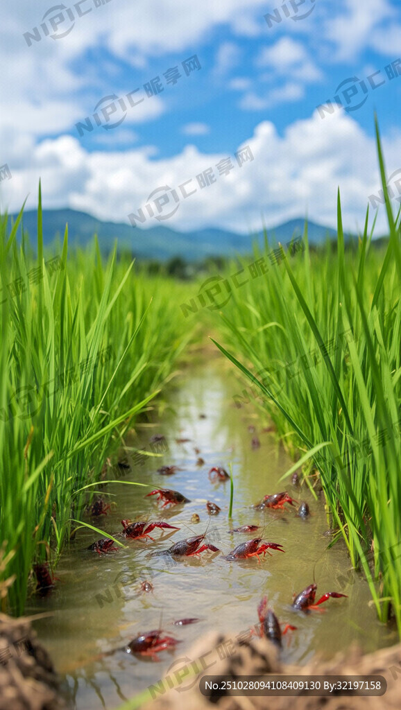 水稻与小龙虾共生的图片