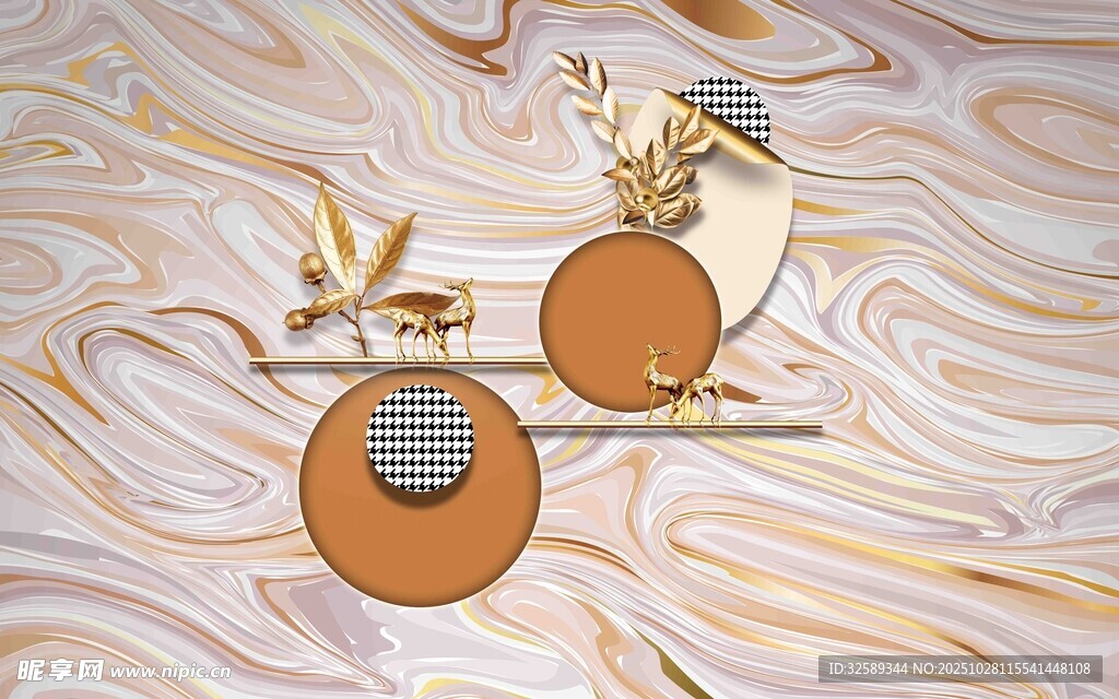 中式风圆形摆件与飞鸟装饰