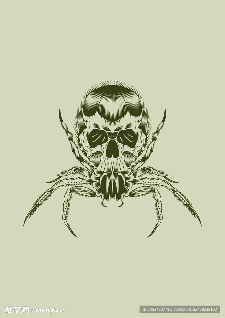 复古风格蜘蛛插画