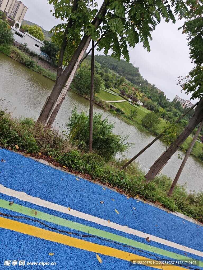 彩色河畔步道风景