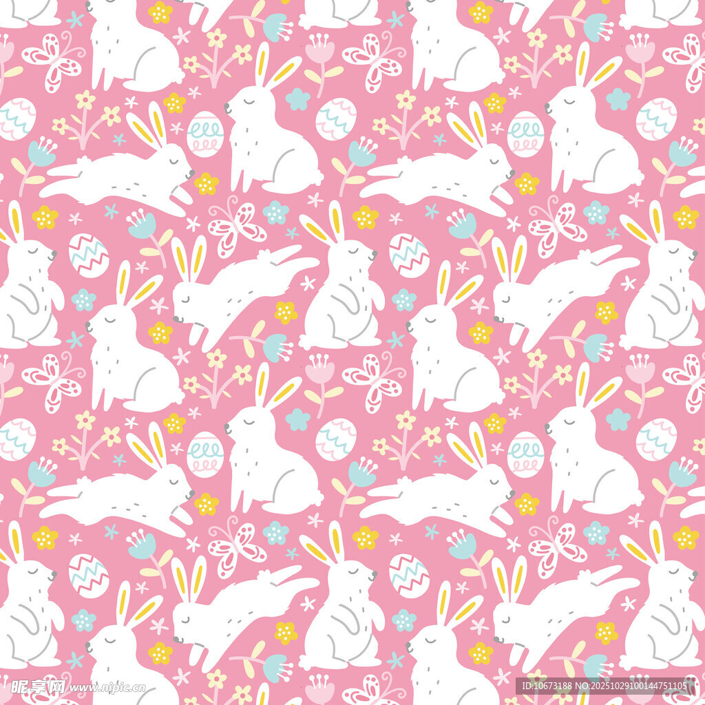 粉色背景可爱兔子图案