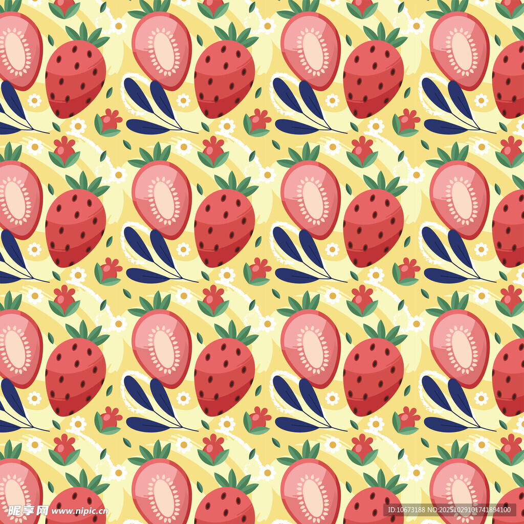 草莓花卉图案背景图