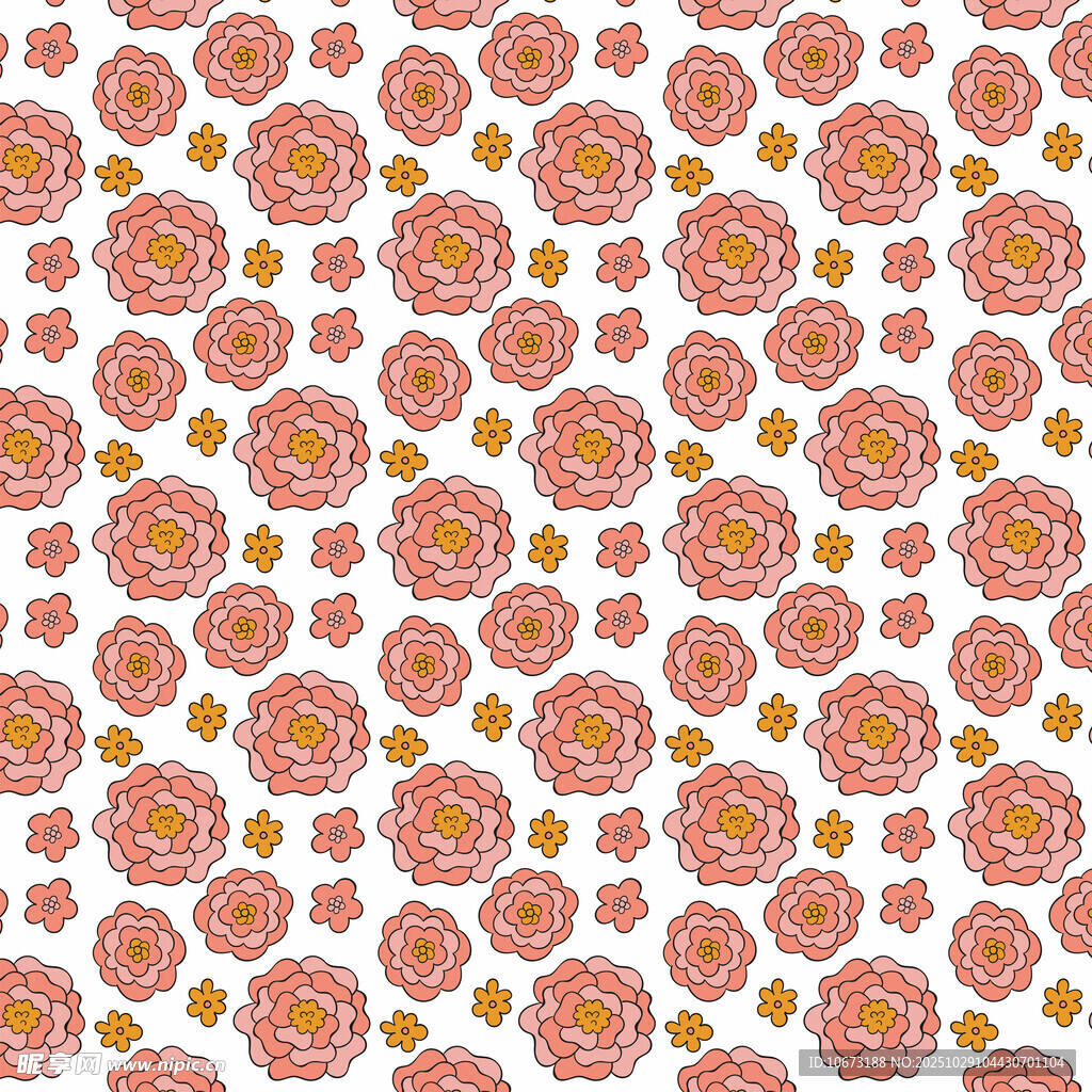 粉色花卉图案无缝背景图