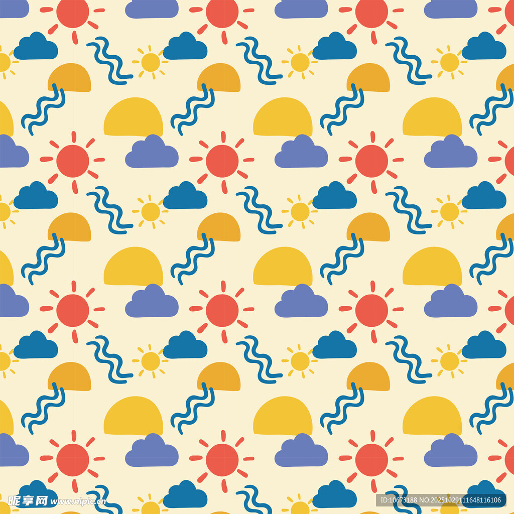 海洋元素无缝图案背景