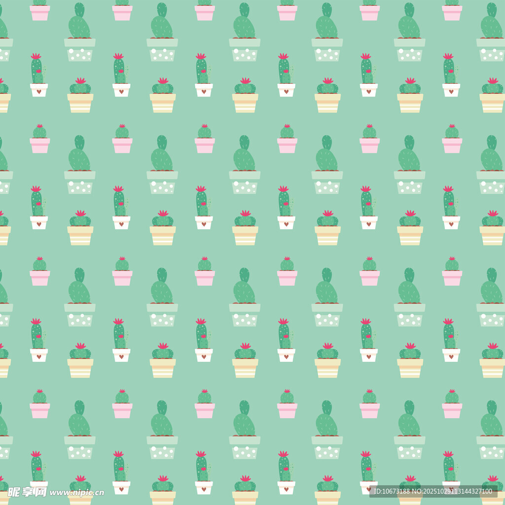 清新仙人掌图案背景