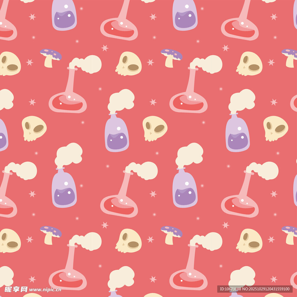 卡通实验室元素无缝图案