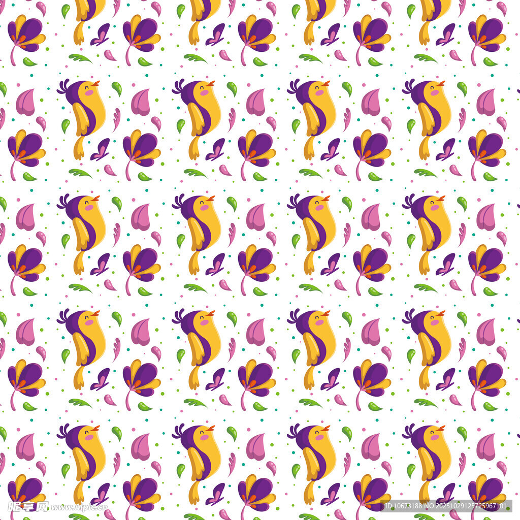 多彩动物花卉图案背景