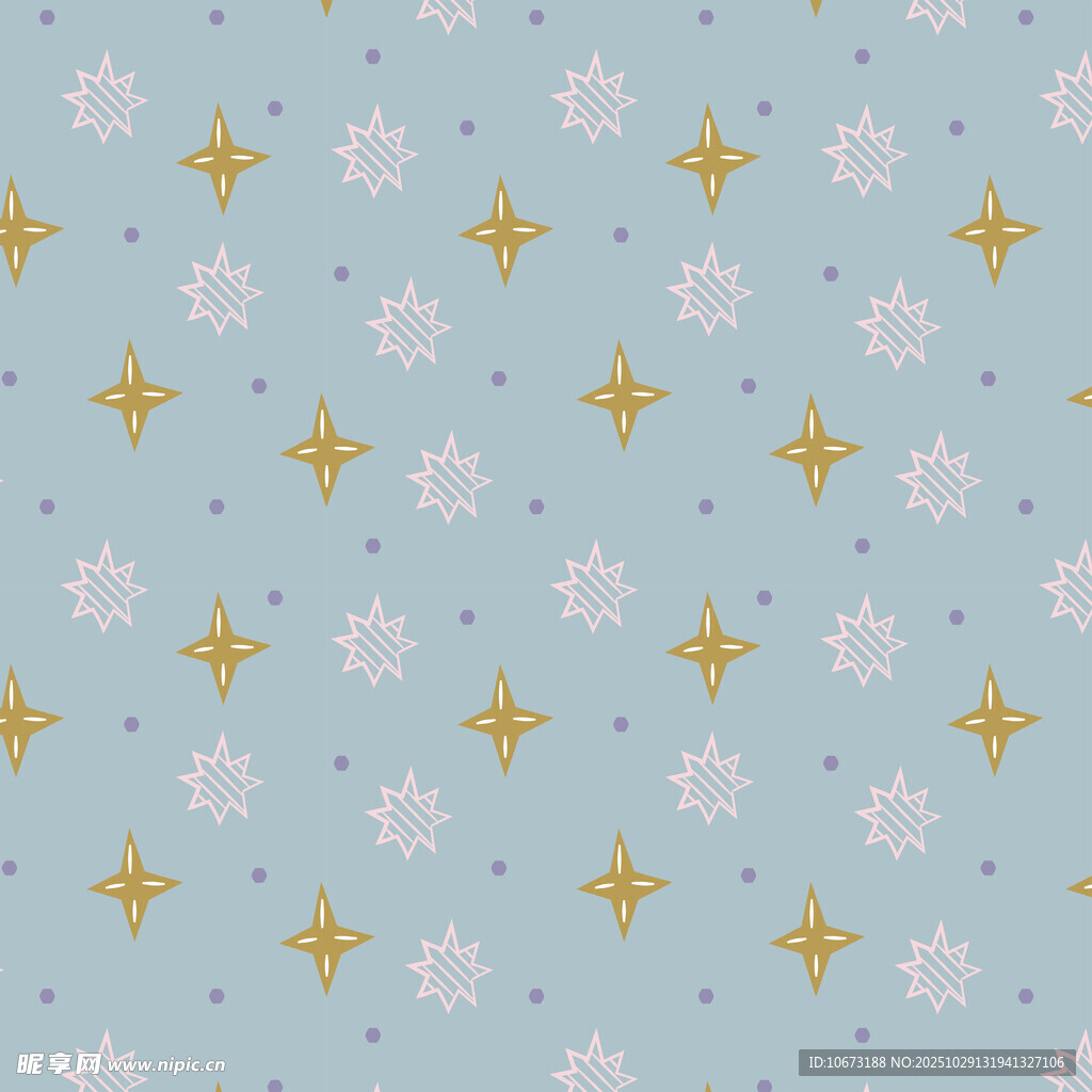 浅蓝色花卉星星图案背景