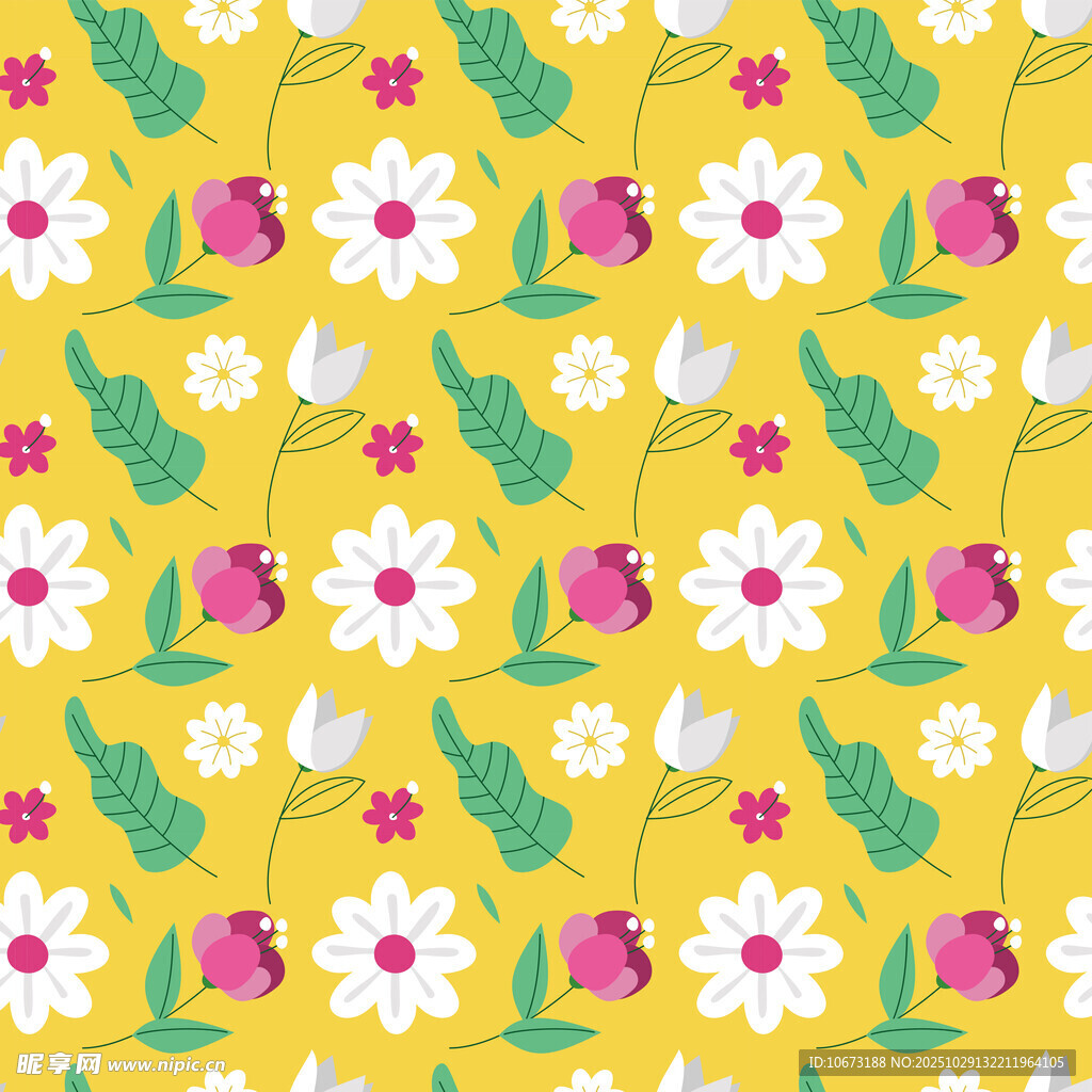 黄色背景花卉图案设计