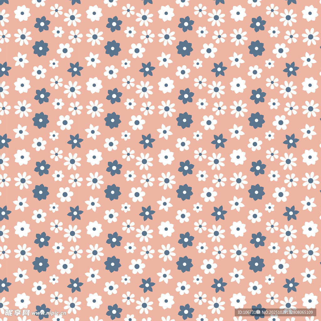 粉色底蓝白小花图案背景