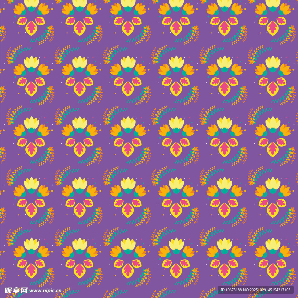 紫色花卉图案无缝背景