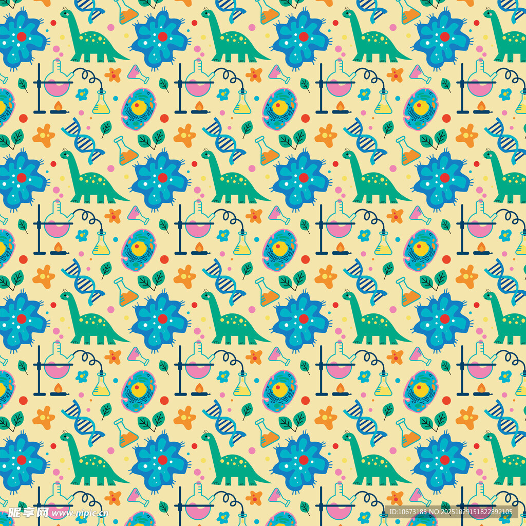 恐龙花卉图案背景纹理