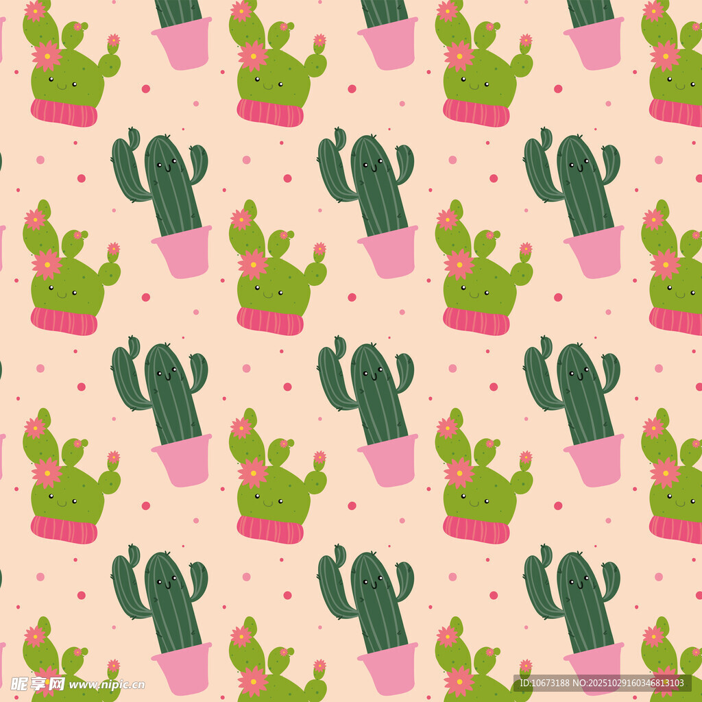 可爱仙人掌图案背景