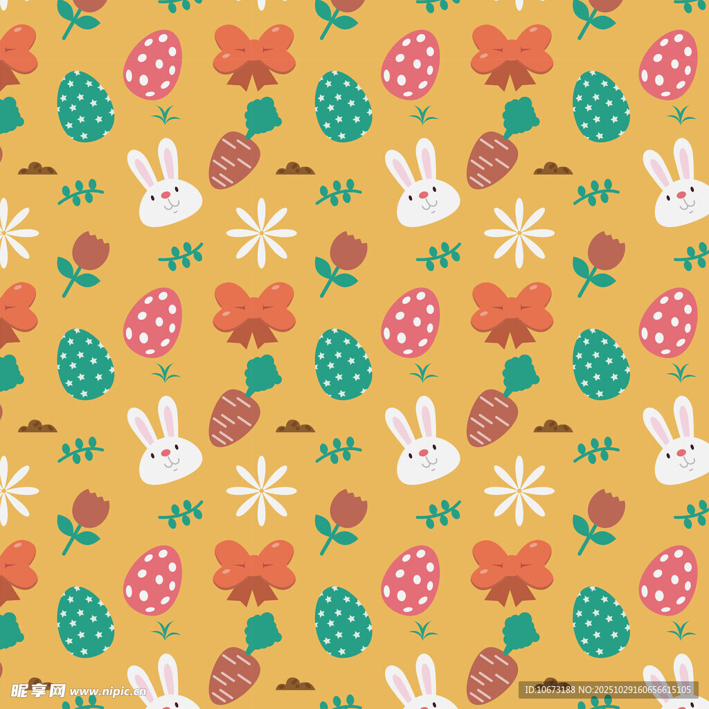 可爱花卉兔子图案背景