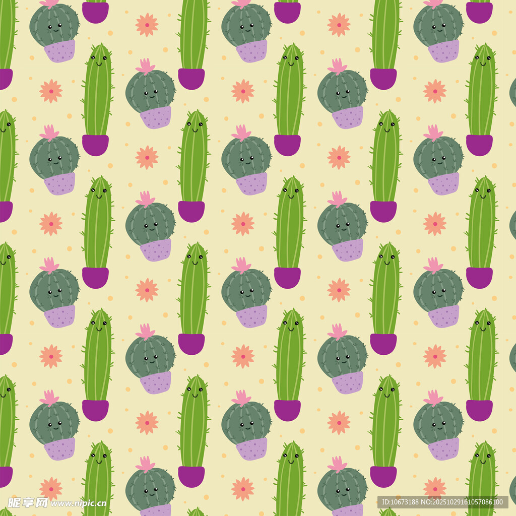 仙人掌图案的可爱背景