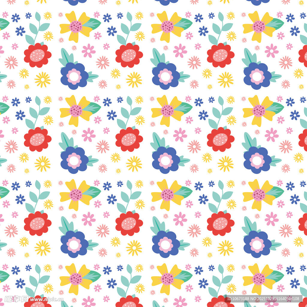 多彩花卉无缝图案背景