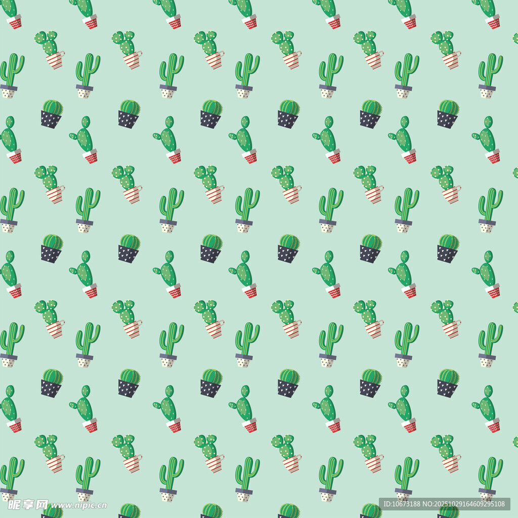 清新仙人掌图案背景