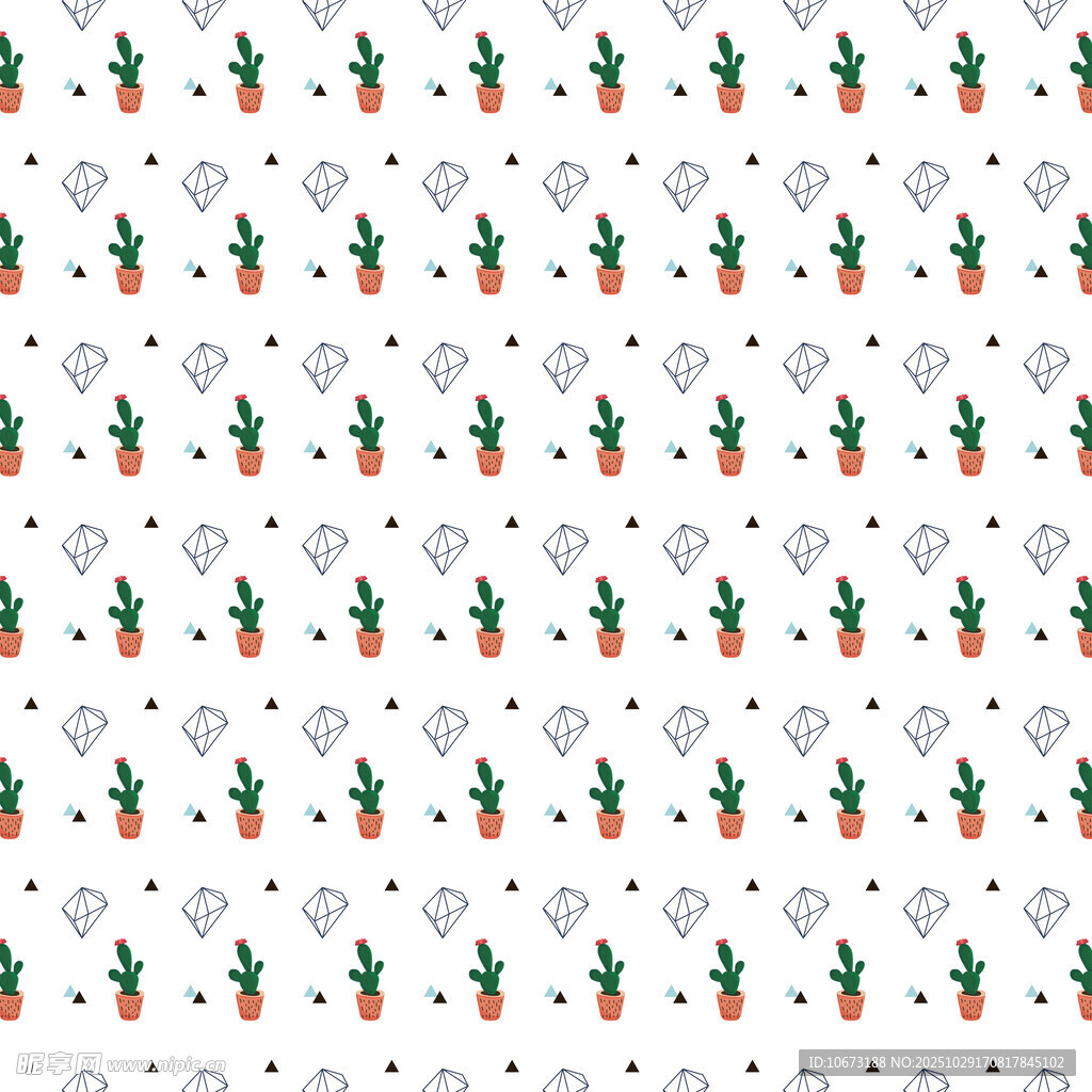 卡通仙人掌图案背景纹理