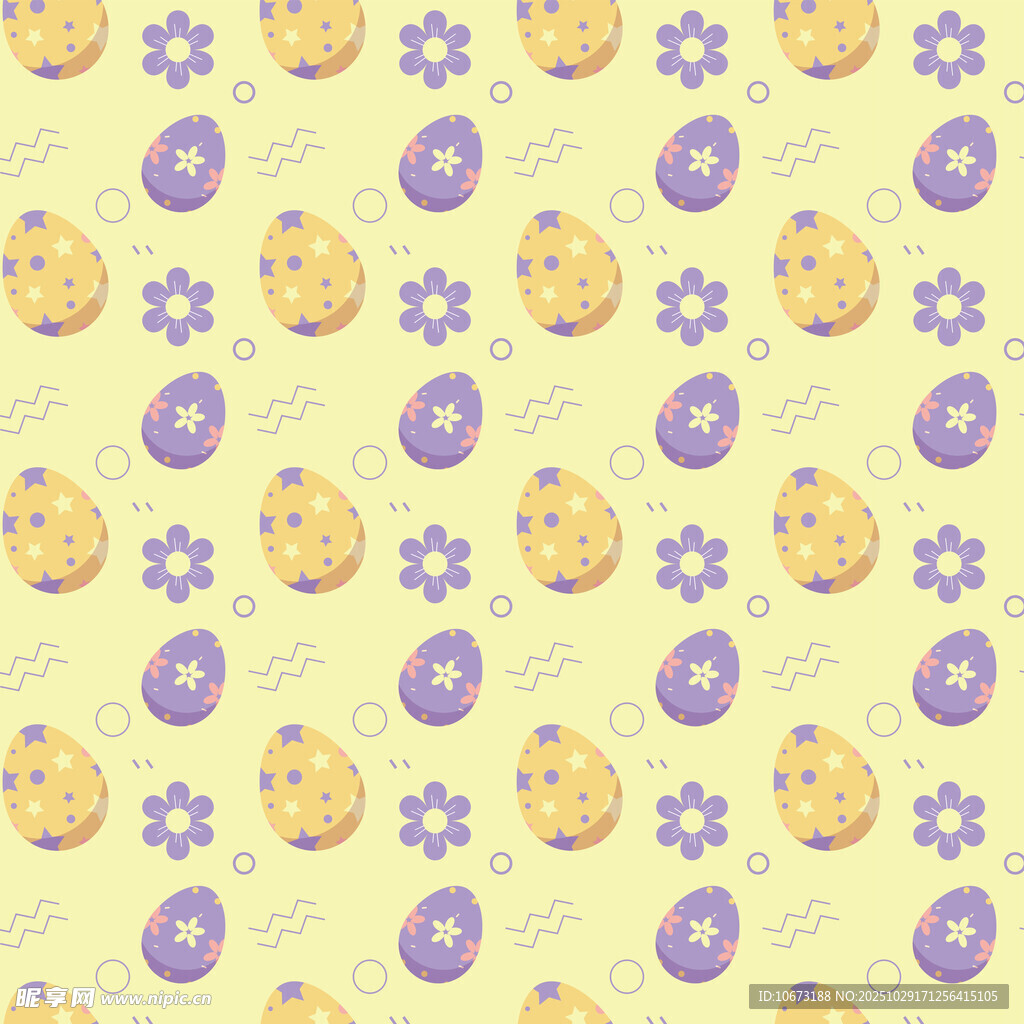 春日花卉彩蛋图案背景