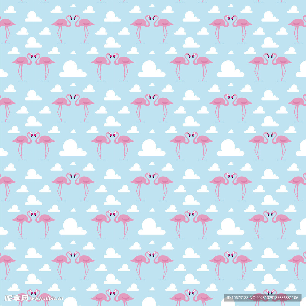 浅蓝色云朵飞鸟图案背景