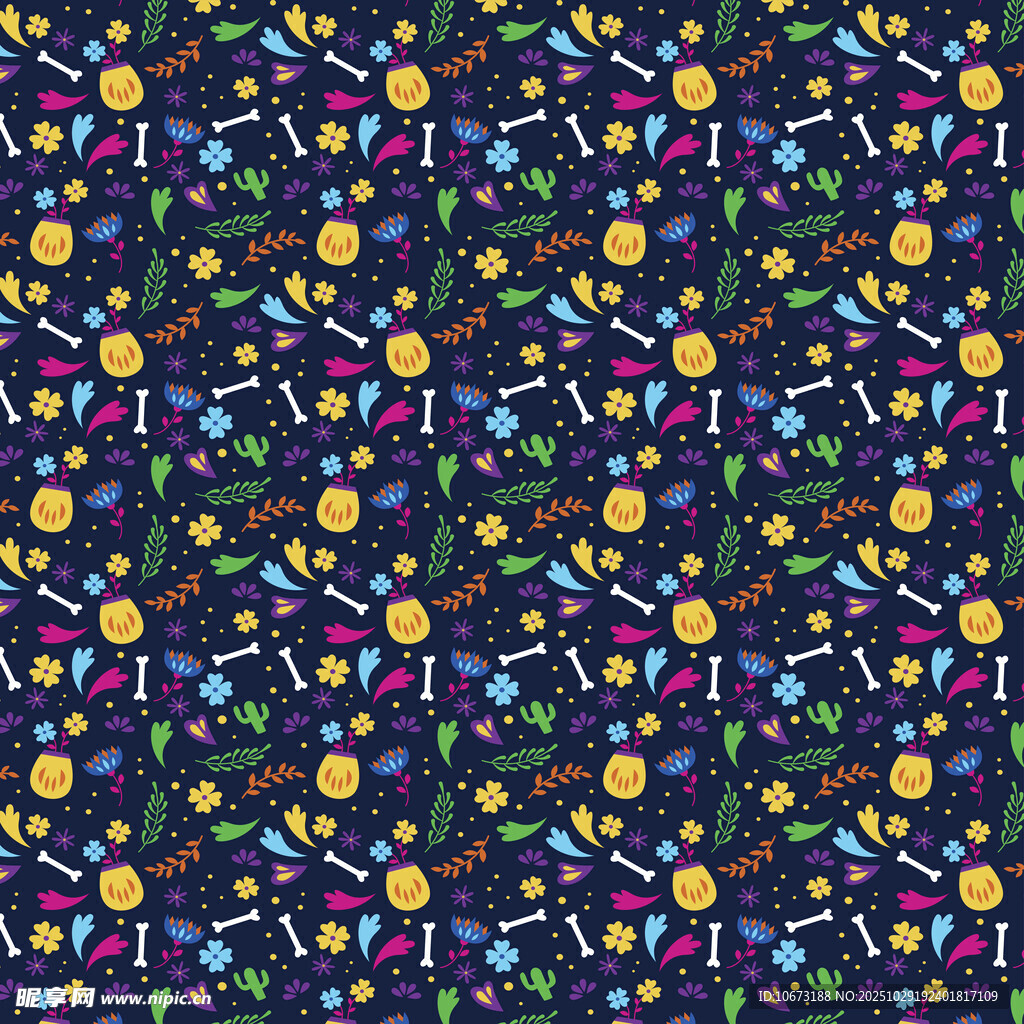 多彩花卉图案布料纹理