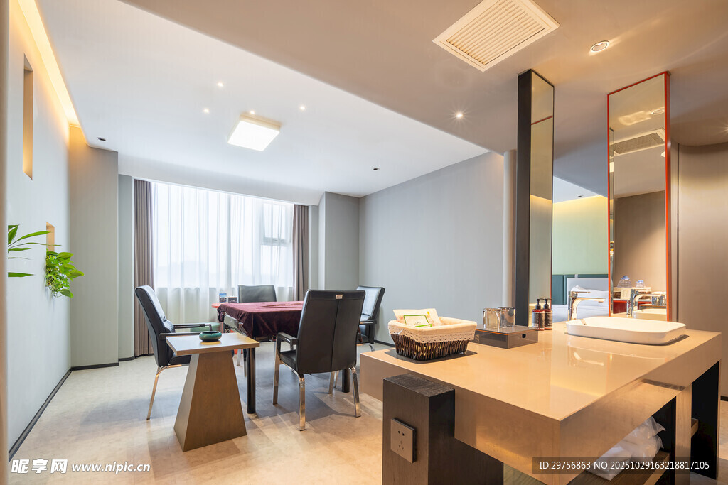 现代简约风餐厅与洗手台