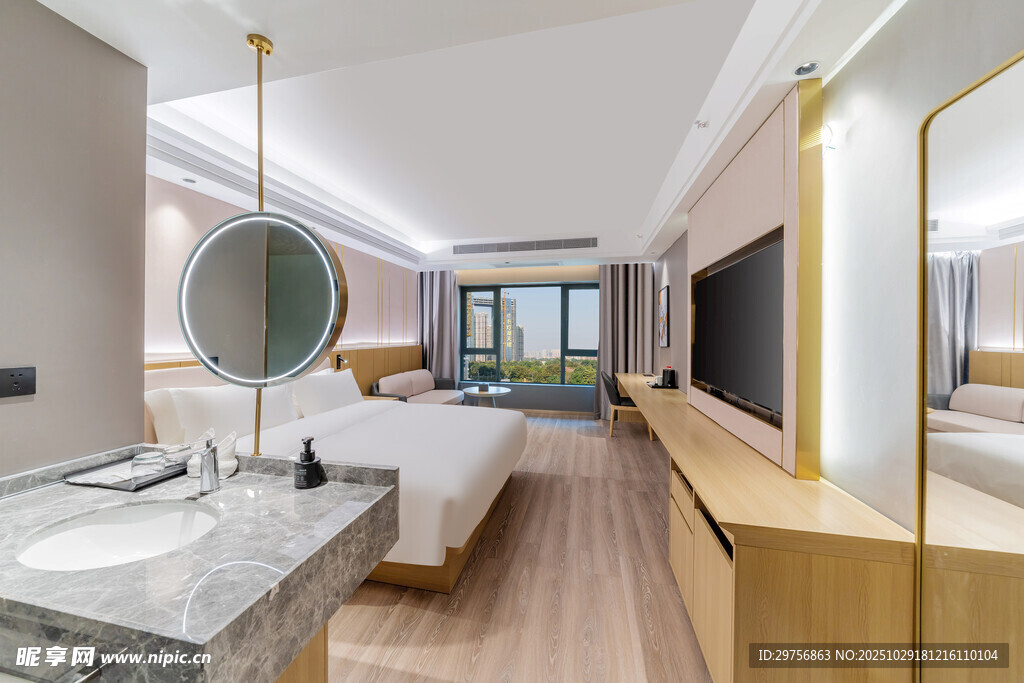 现代简约风卧室浴室一体空间