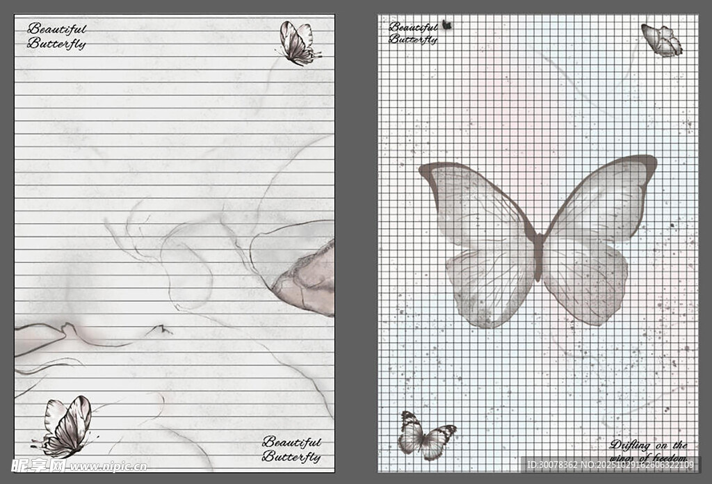 蝴蝶主题手账页面设计