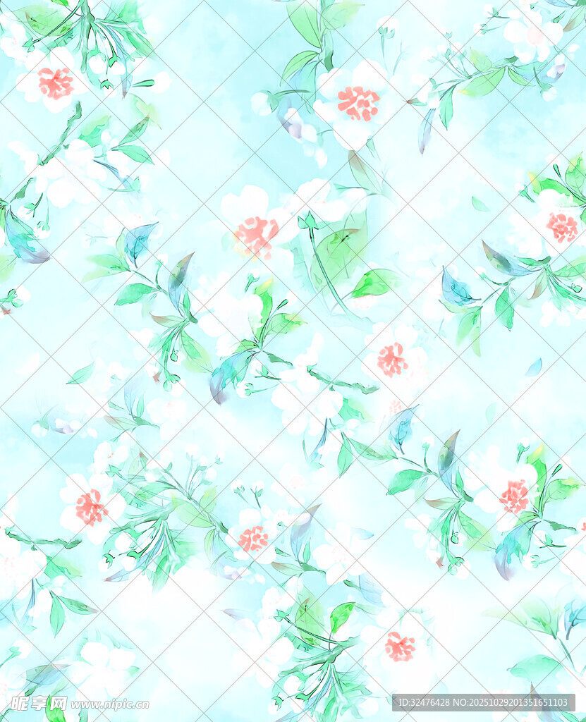 清新水彩花卉图案背景