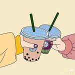 奶茶 干杯 杯子 漫画