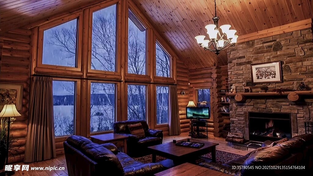 温馨木质客厅室内场景