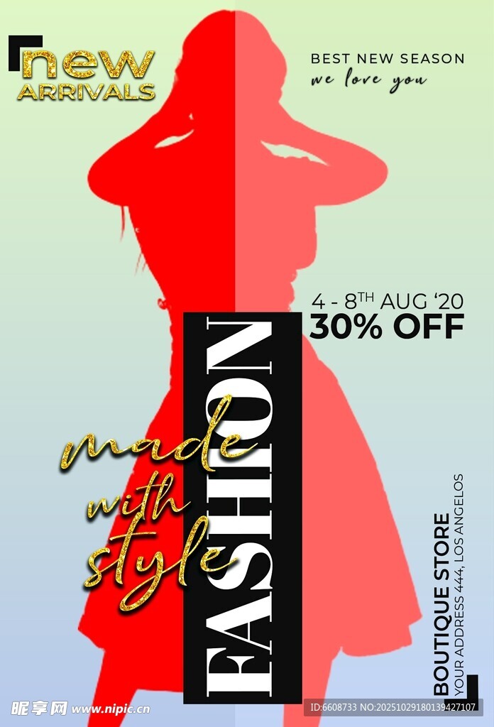 时尚女装促销剪影海报