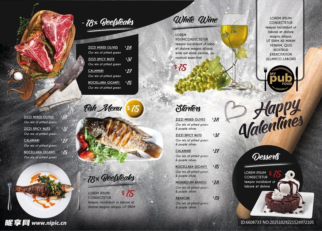 西式美食菜单展示