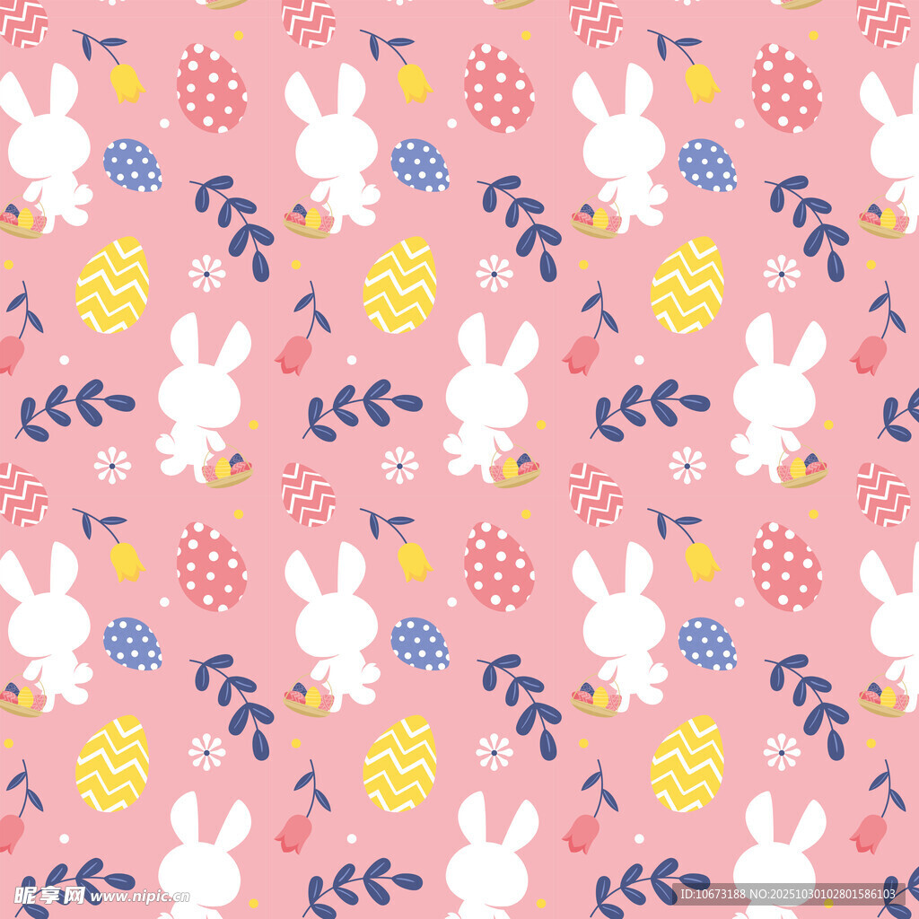 粉色兔子花卉图案背景