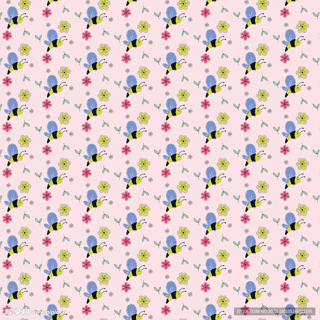 花卉小鸟图案的粉色背景