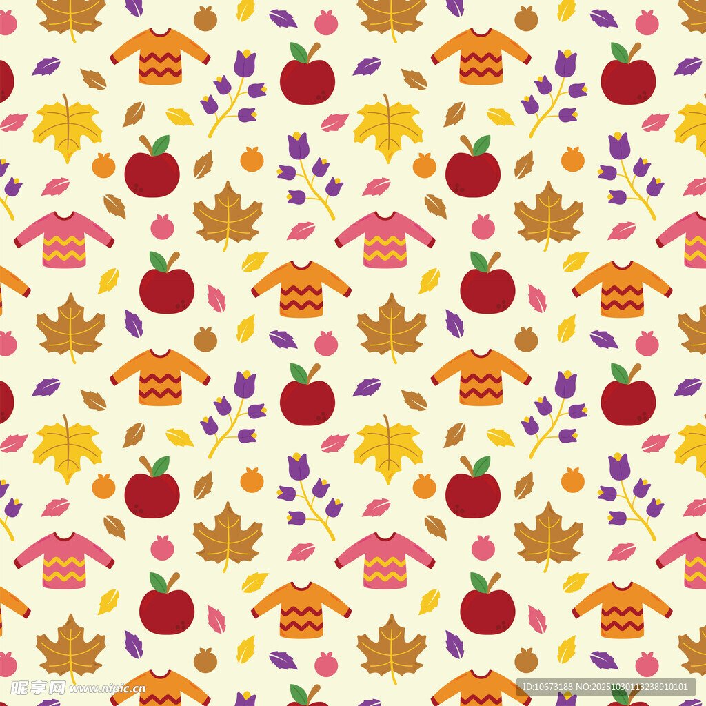 秋季元素无缝图案背景