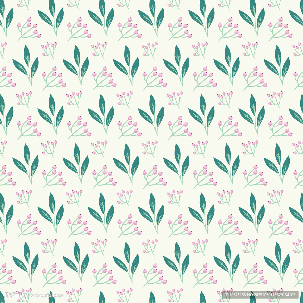 清新绿叶花卉图案背景