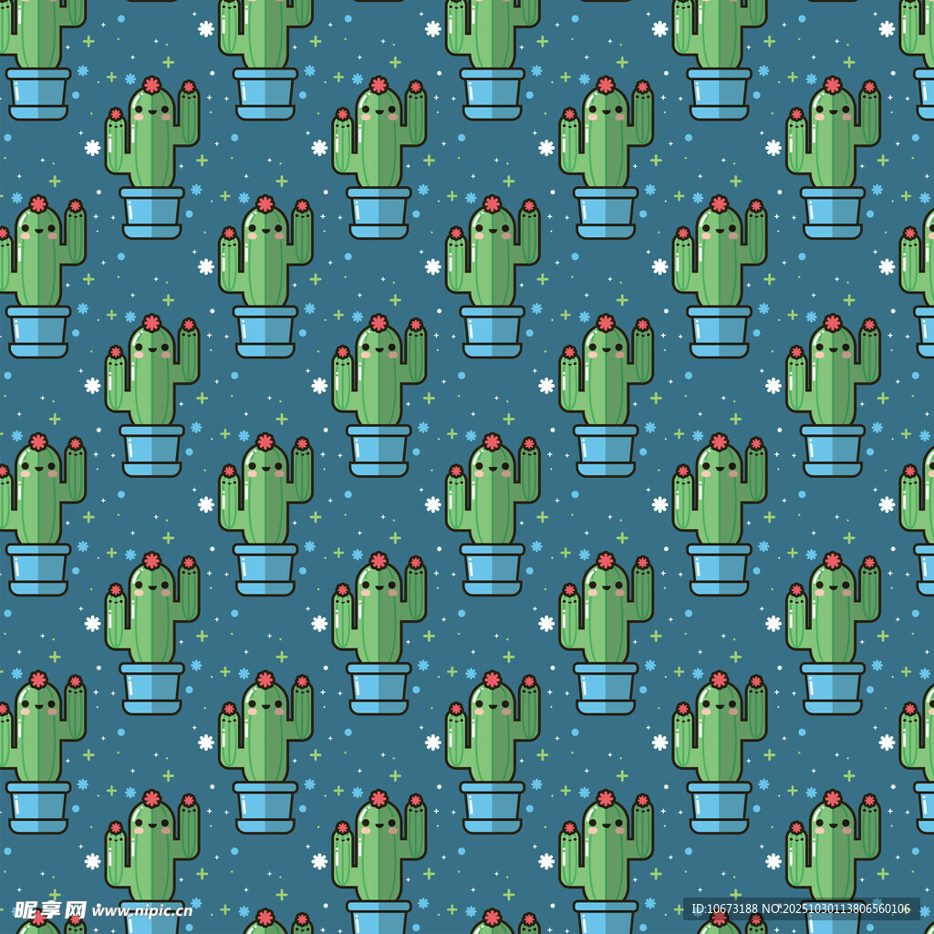 蓝色背景仙人掌图案纹理