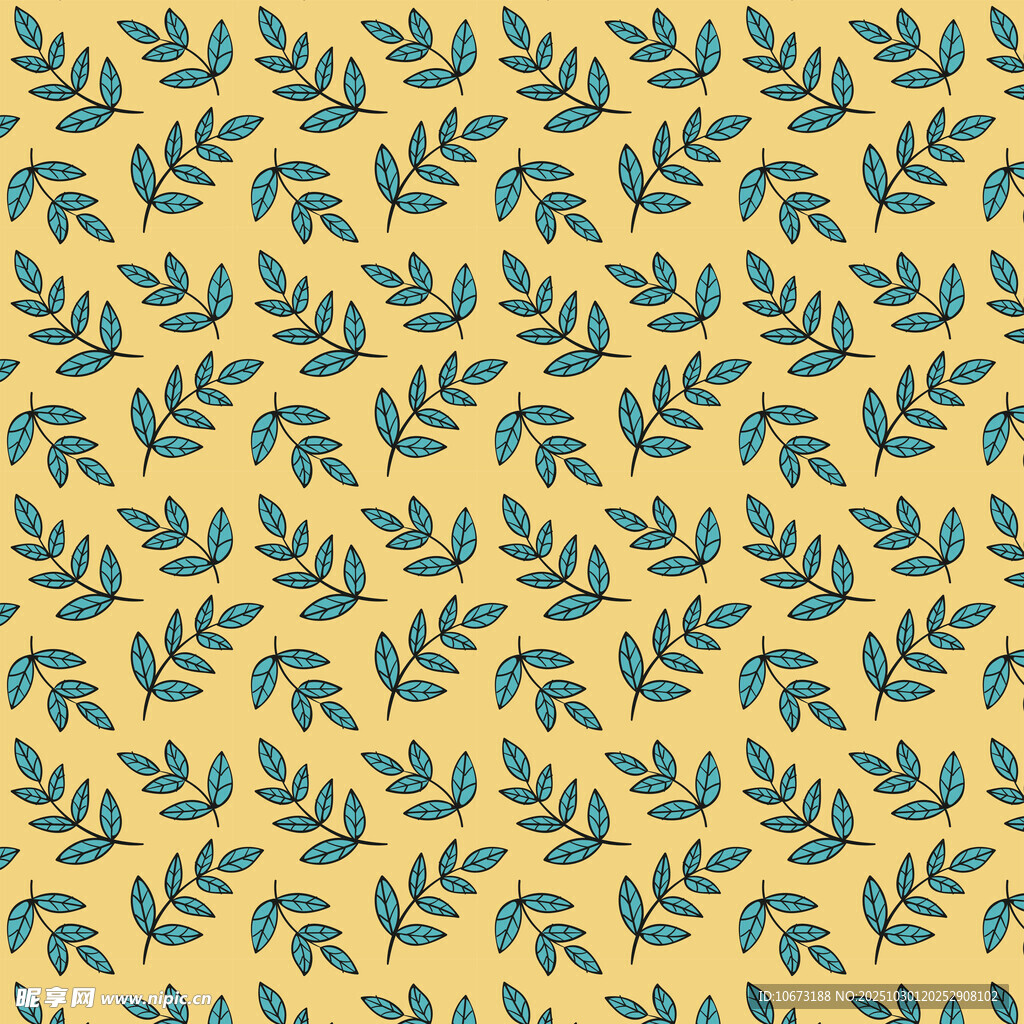 黄色背景叶形图案纹理