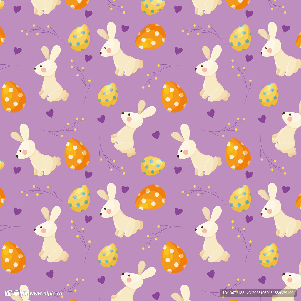 紫色背景的兔子蘑菇图案