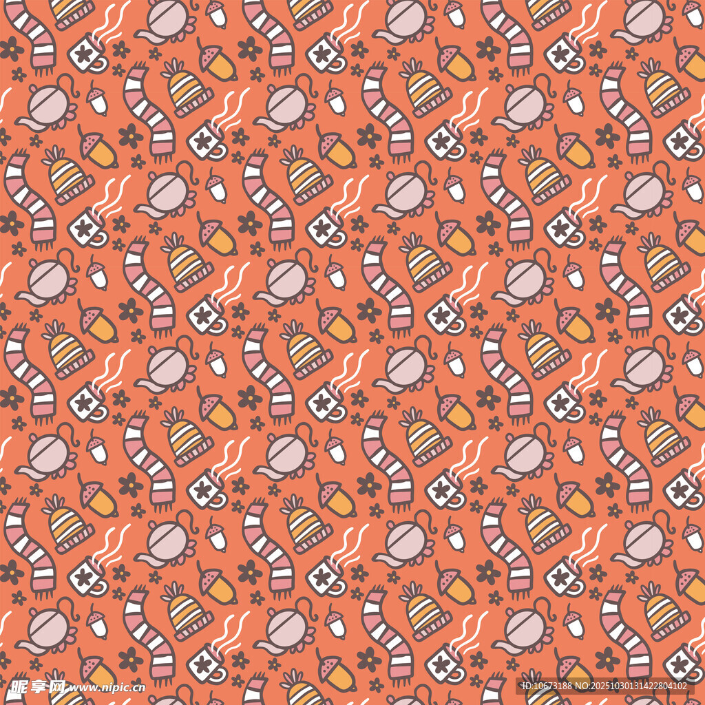 橙色花卉几何图案背景