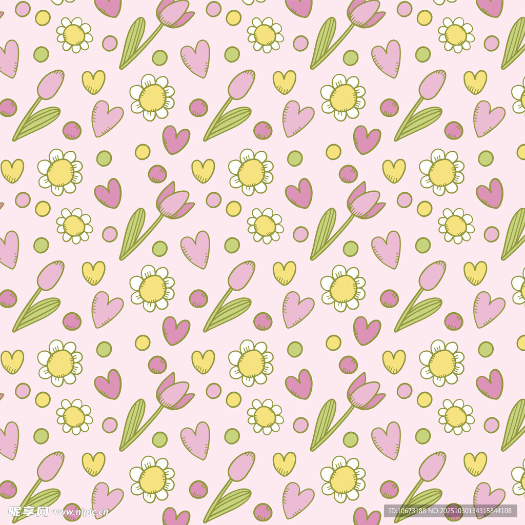 粉色花卉爱心图案背景