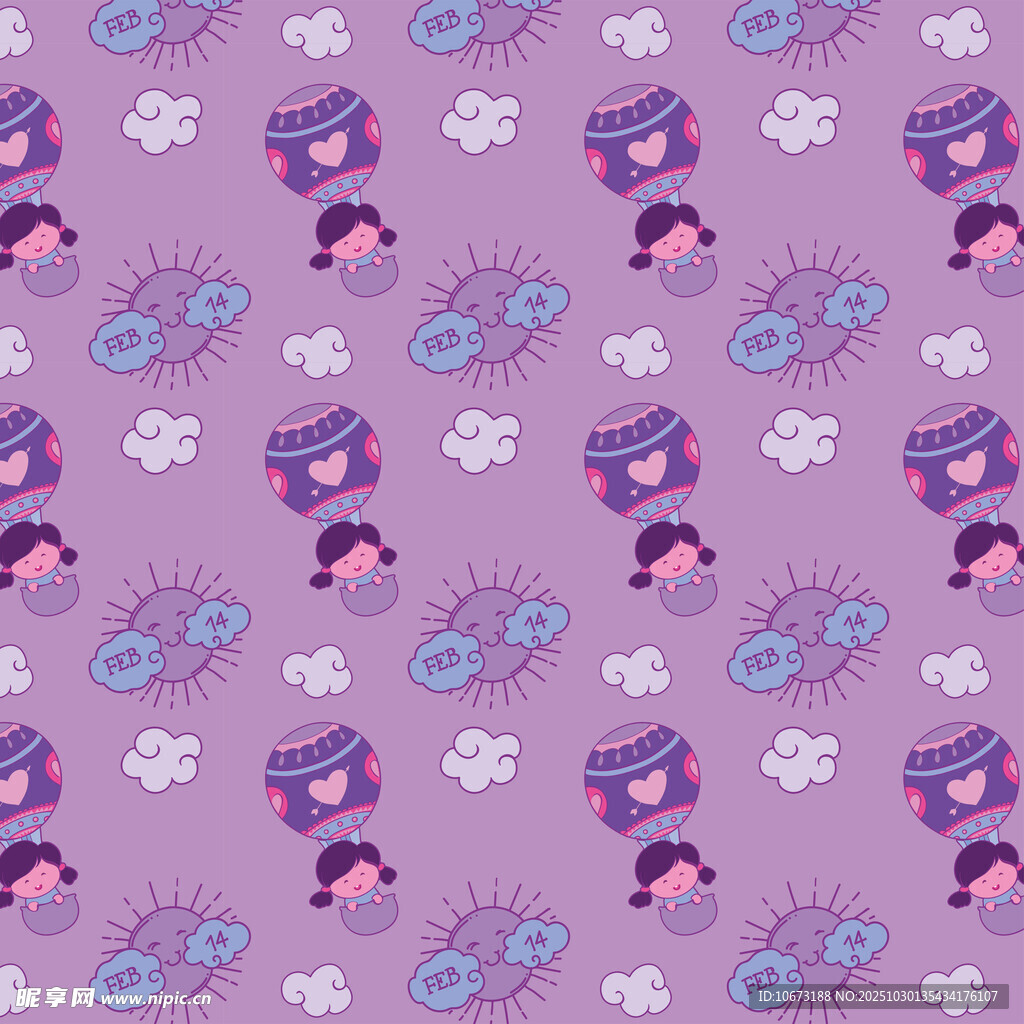 紫色花卉图案无缝背景