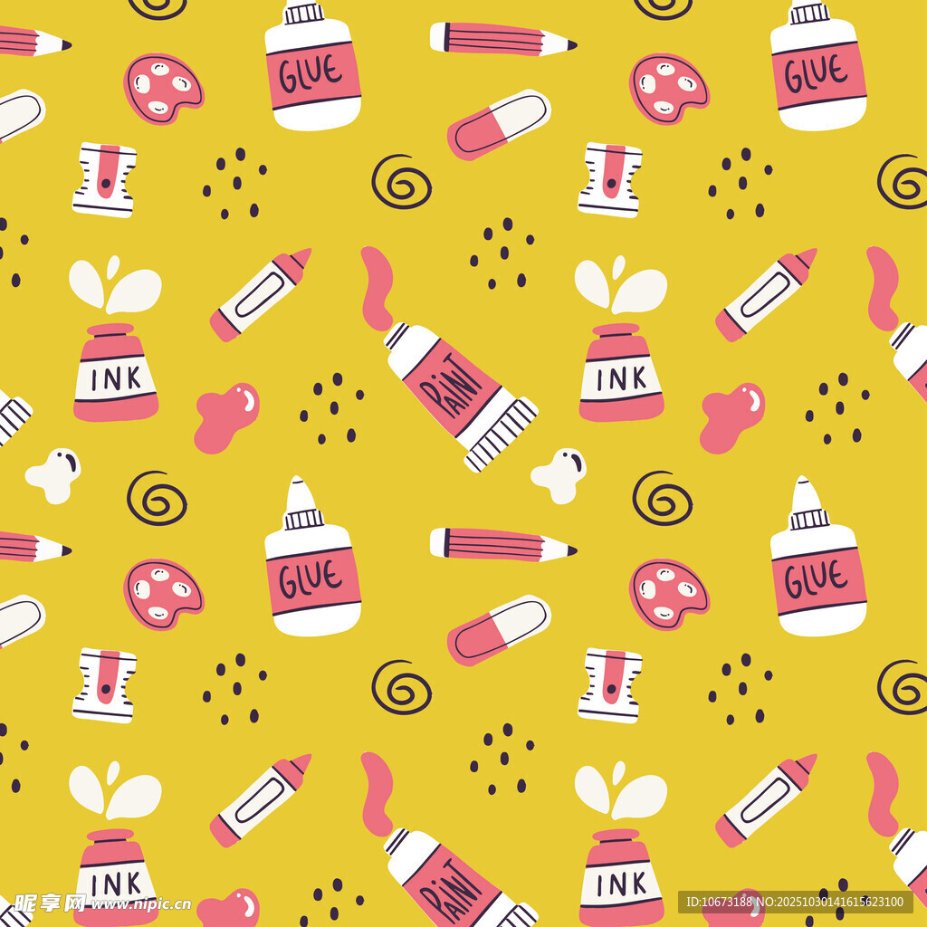 黄色背景可爱美妆图案