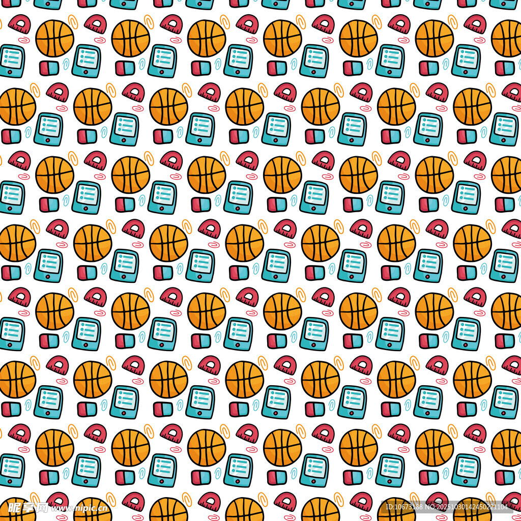 多彩卡通图案无缝背景图