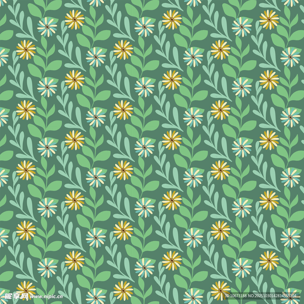 绿色花卉图案背景纹理