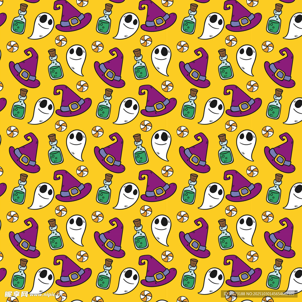 多彩卡通图案无缝背景图