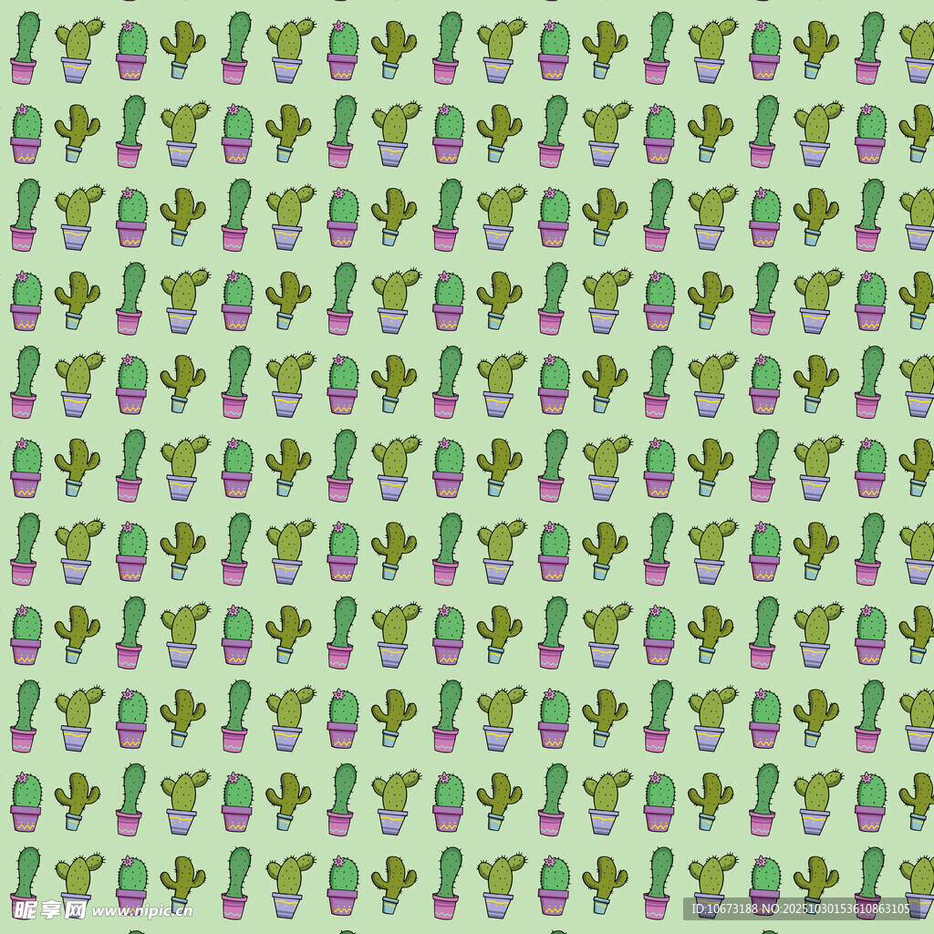 清新仙人掌图案纹理背景